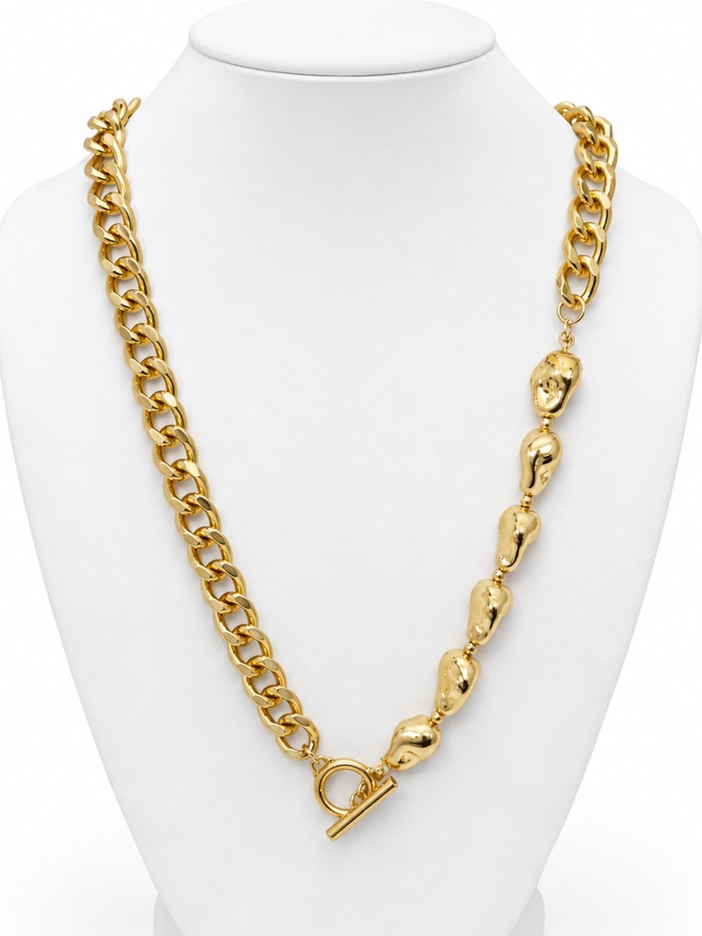 Chain nugget toggle necklace